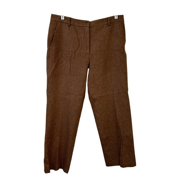 Orvis Womens Sz 14 Petite Brown Speckled Tweed Wool High Rise Straight Leg Pants - Picture 1 of 5